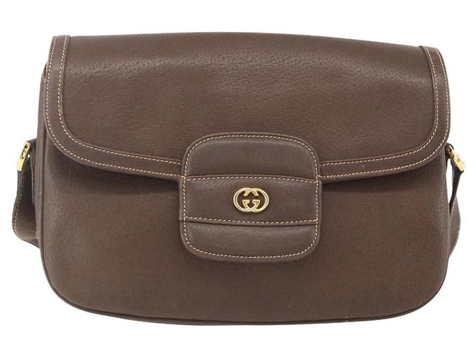 Borsa a Spalla in Pelle Marrone Oro GUCCI 001 116 0912 Auth 157232 D'oro - vista 13