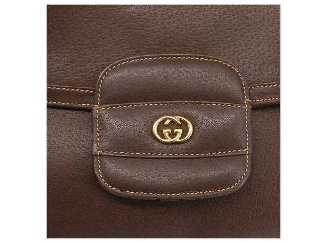 Borsa a Spalla in Pelle Marrone Oro GUCCI 001 116 0912 Auth 157232 D'oro - vista 17