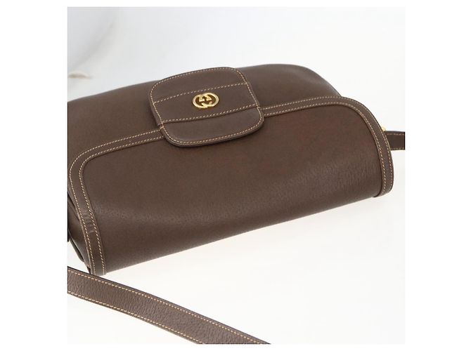 Borsa a Spalla in Pelle Marrone Oro GUCCI 001 116 0912 Auth 157232 D'oro - vista 6