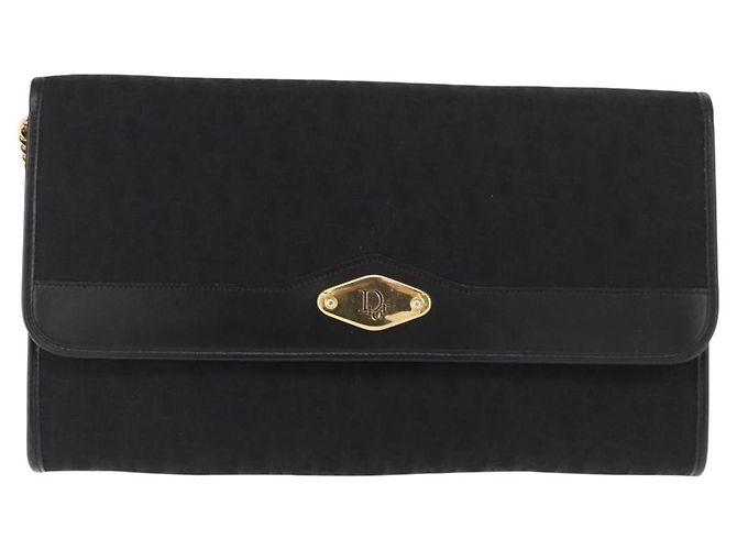 Borsa a spalla in tela Trotter Christian Dior nera e oro Auth BA8649 Nero D'oro - vista 13