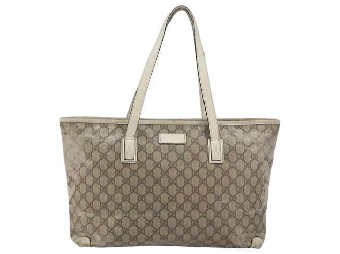 Gucci Borsa Tote GG Supreme in PVC beige 211137 Auth 156914 - vista 13
