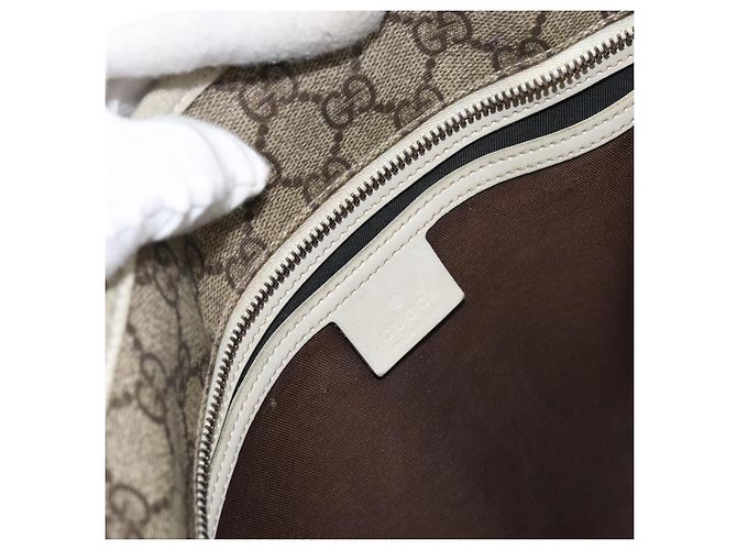 Gucci Borsa Tote GG Supreme in PVC beige 211137 Auth 156914 - vista 19