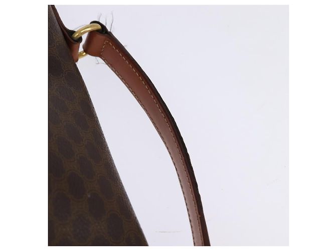 Céline Borsa a spalla circolare in tela Macadam CELINE in pelle PVC marrone oro Auth 147994 D'oro - vista 14