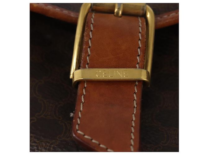 Céline Borsa a spalla circolare in tela Macadam CELINE in pelle PVC marrone oro Auth 147994 D'oro - vista 20