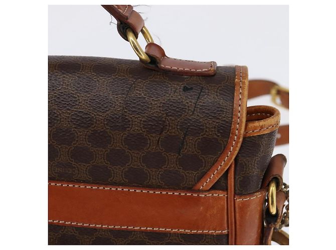 Céline Borsa a spalla circolare in tela Macadam CELINE in pelle PVC marrone oro Auth 147994 D'oro - vista 3