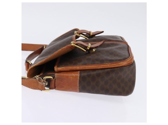 Céline Borsa a spalla circolare in tela Macadam CELINE in pelle PVC marrone oro Auth 147994 D'oro - vista 4