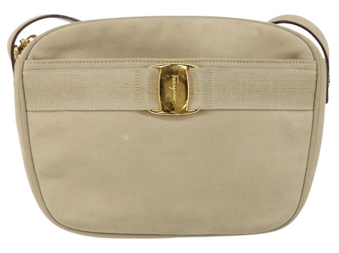 Borsa a Spalla Vala in Camoscio Beige Oro Auth BA7057 di Salvatore Ferragamo D'oro - vista 13