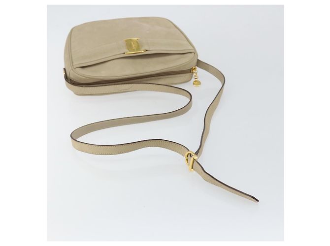 Borsa a Spalla Vala in Camoscio Beige Oro Auth BA7057 di Salvatore Ferragamo D'oro - vista 7