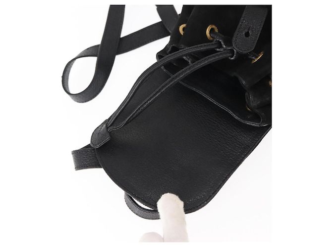 Zaino in pelle scamosciata nera GUCCI Bamboo Auth BA6791 Nero - vista 10