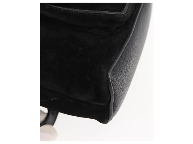 Zaino in pelle scamosciata nera GUCCI Bamboo Auth BA6791 Nero - vista 16