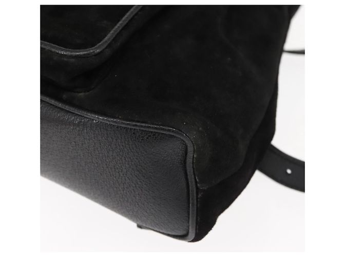 Zaino in pelle scamosciata nera GUCCI Bamboo Auth BA6791 Nero - vista 17