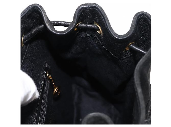 Zaino in pelle scamosciata nera GUCCI Bamboo Auth BA6791 Nero - vista 22