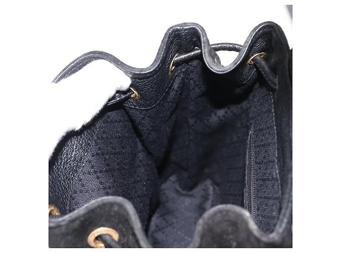 Zaino in pelle scamosciata nera GUCCI Bamboo Auth BA6791 Nero - vista 23