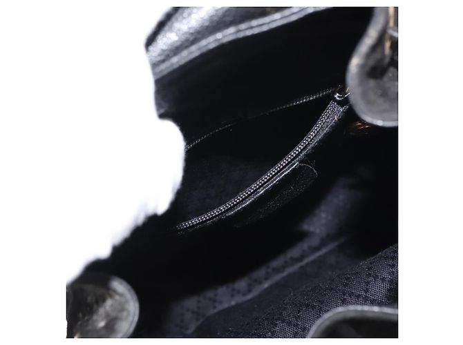 Zaino in pelle scamosciata nera GUCCI Bamboo Auth BA6791 Nero - vista 24