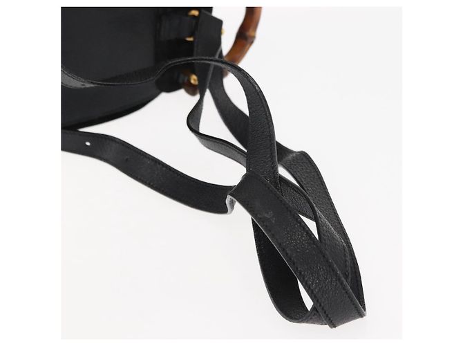 Zaino in pelle scamosciata nera GUCCI Bamboo Auth BA6791 Nero - vista 8