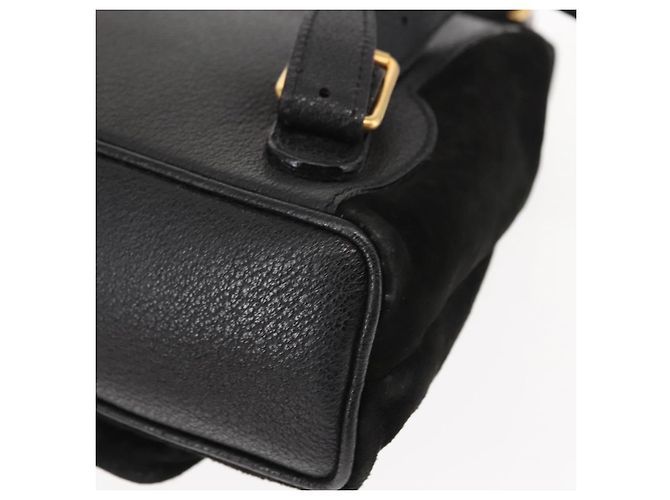 Zaino in pelle scamosciata nera GUCCI Bamboo Auth BA6791 Nero - vista 9