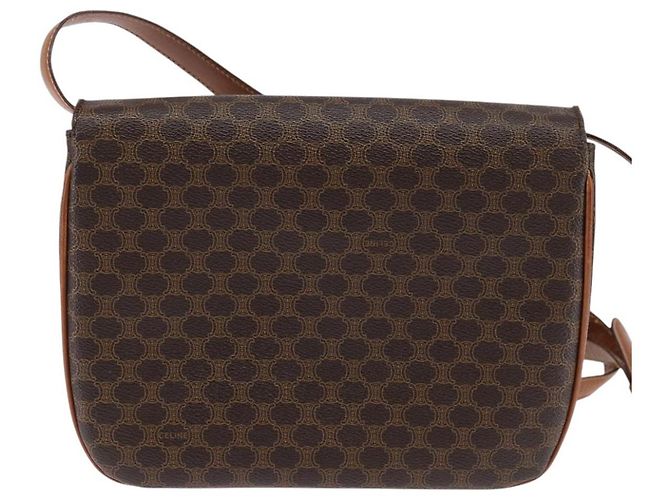Céline CELINE Macadam Canvas Schultertasche aus PVC-Leder in Braun und Gold Auth 128916 Golden - Ansicht 2
