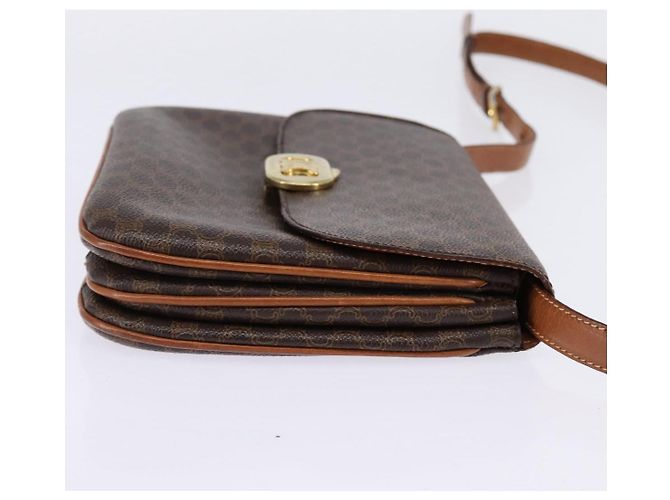 Céline CELINE Macadam Canvas Schultertasche aus PVC-Leder in Braun und Gold Auth 128916 Golden - Ansicht 4