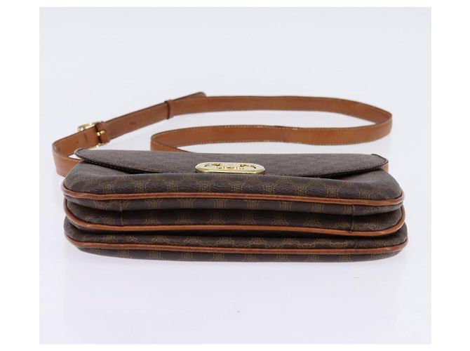 Céline CELINE Macadam Canvas Schultertasche aus PVC-Leder in Braun und Gold Auth 128916 Golden - Ansicht 5