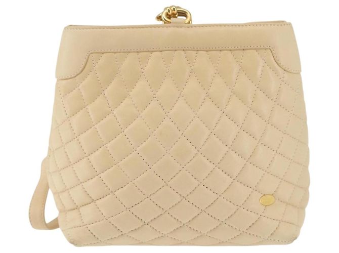 BALLY Borsa a Spalla in Pelle Beige Oro Auth 143330 D'oro - vista 13