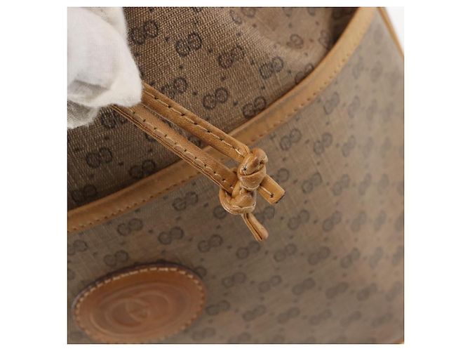 Gucci Borsa a Spalla Micro GG Supreme PVC Beige Oro 001 904 0791 Auth BA6122 D'oro - vista 10