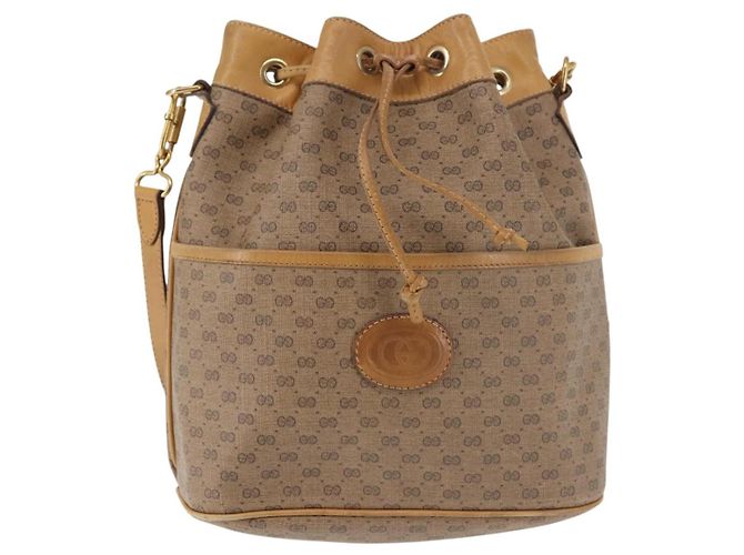 Gucci Borsa a Spalla Micro GG Supreme PVC Beige Oro 001 904 0791 Auth BA6122 D'oro - vista 13