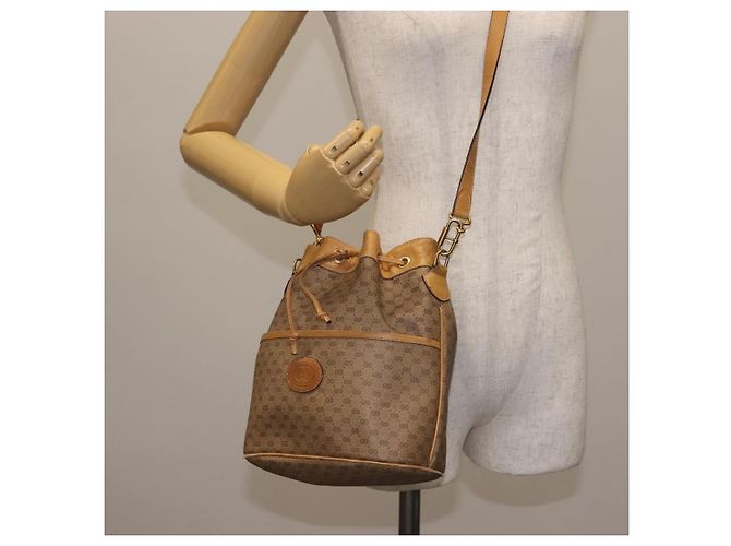 Gucci Borsa a Spalla Micro GG Supreme PVC Beige Oro 001 904 0791 Auth BA6122 D'oro - vista 23
