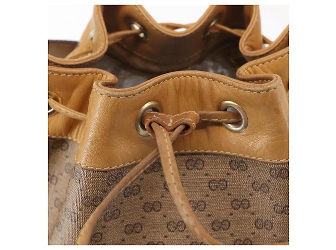 Gucci Borsa a Spalla Micro GG Supreme PVC Beige Oro 001 904 0791 Auth BA6122 D'oro - vista 9