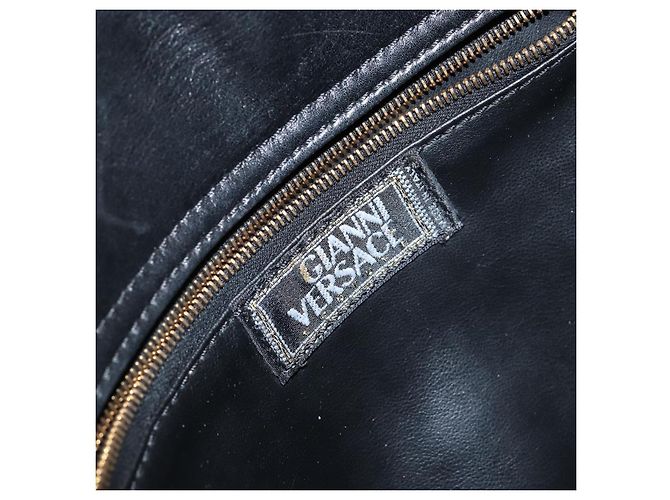 Borsa a mano Gianni Versace in pelle nera e oro Auth BA6268 Nero D'oro - vista 10