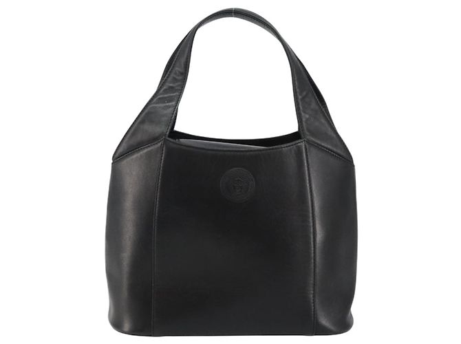 Borsa a mano Gianni Versace in pelle nera e oro Auth BA6268 Nero D'oro - vista 13