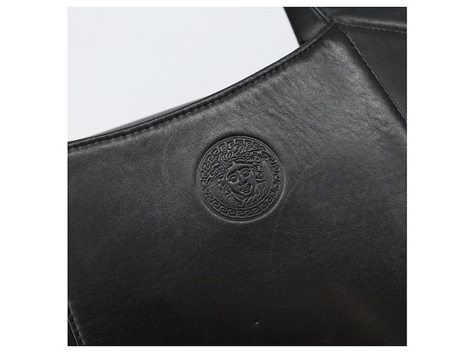 Borsa a mano Gianni Versace in pelle nera e oro Auth BA6268 Nero D'oro - vista 17