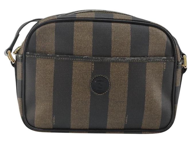 Pequin FENDI Pecan Canvas Schultertasche PVC Schwarz Braun Gold Auth hk2973 Golden - Ansicht 13