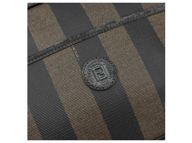 Pequin FENDI Pecan Canvas Schultertasche PVC Schwarz Braun Gold Auth hk2973 Golden - Ansicht 17