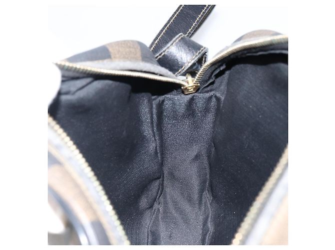 Pequin FENDI Pecan Canvas Schultertasche PVC Schwarz Braun Gold Auth hk2973 Golden - Ansicht 19