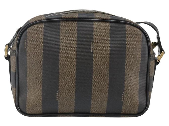 Pequin FENDI Pecan Canvas Schultertasche PVC Schwarz Braun Gold Auth hk2973 Golden - Ansicht 2