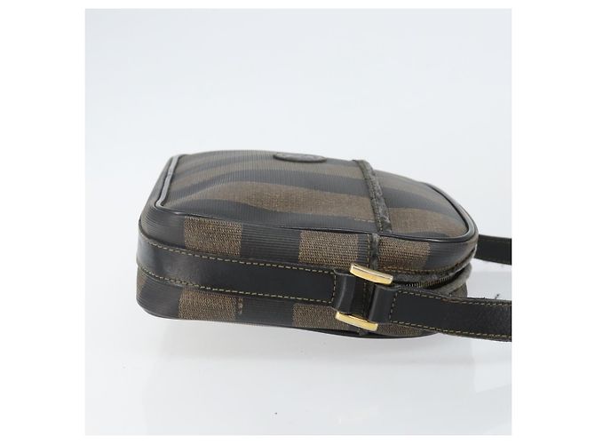 Pequin FENDI Pecan Canvas Schultertasche PVC Schwarz Braun Gold Auth hk2973 Golden - Ansicht 3