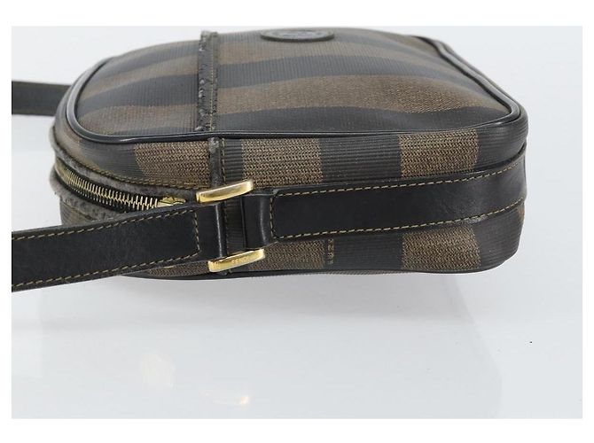Pequin FENDI Pecan Canvas Schultertasche PVC Schwarz Braun Gold Auth hk2973 Golden - Ansicht 4