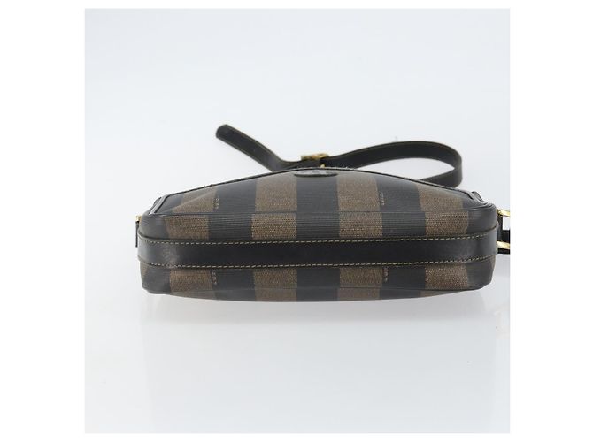 Pequin FENDI Pecan Canvas Schultertasche PVC Schwarz Braun Gold Auth hk2973 Golden - Ansicht 5