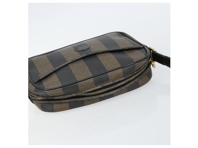 Pequin FENDI Pecan Canvas Schultertasche PVC Schwarz Braun Gold Auth hk2973 Golden - Ansicht 6