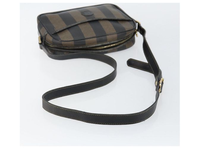 Pequin FENDI Pecan Canvas Schultertasche PVC Schwarz Braun Gold Auth hk2973 Golden - Ansicht 7