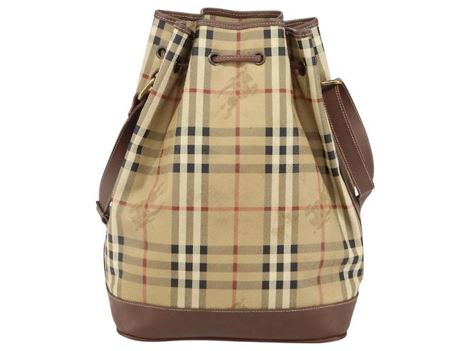 Autre Marque Borsa a Spalla Burberrys Nova Check PVC Beige Oro Auth bs29124 D'oro - vista 2