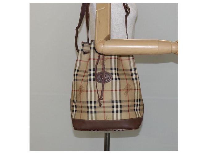 Autre Marque Borsa a Spalla Burberrys Nova Check PVC Beige Oro Auth bs29124 D'oro - vista 21
