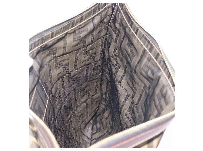 Bolso de mano de lona Zucca FENDI negro marrón oro Auth bs29397 Castaño Dorado - vista 12
