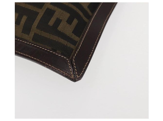Bolso de mano de lona Zucca FENDI negro marrón oro Auth bs29397 Castaño Dorado - vista 14