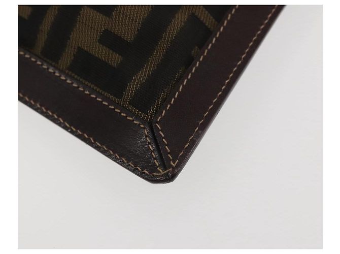 Bolso de mano de lona Zucca FENDI negro marrón oro Auth bs29397 Castaño Dorado - vista 15