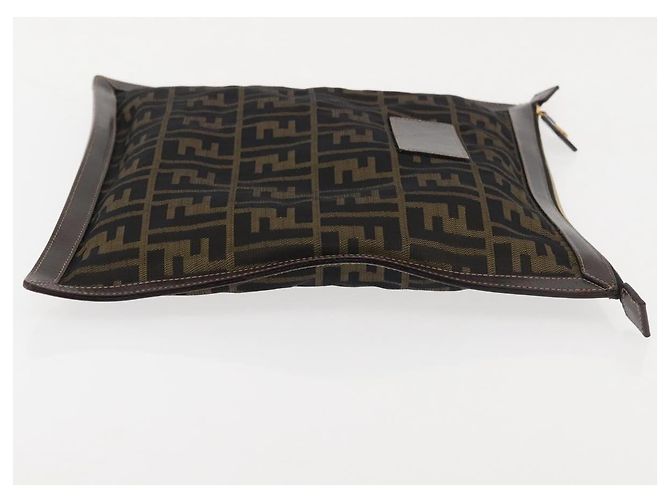 Bolso de mano de lona Zucca FENDI negro marrón oro Auth bs29397 Castaño Dorado - vista 3
