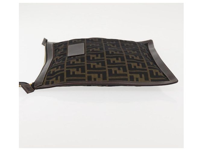 Bolso de mano de lona Zucca FENDI negro marrón oro Auth bs29397 Castaño Dorado - vista 4