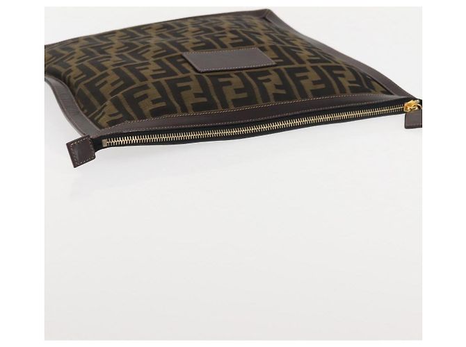 Bolso de mano de lona Zucca FENDI negro marrón oro Auth bs29397 Castaño Dorado - vista 5