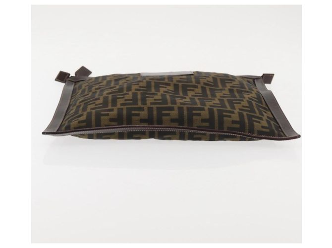 Bolso de mano de lona Zucca FENDI negro marrón oro Auth bs29397 Castaño Dorado - vista 6
