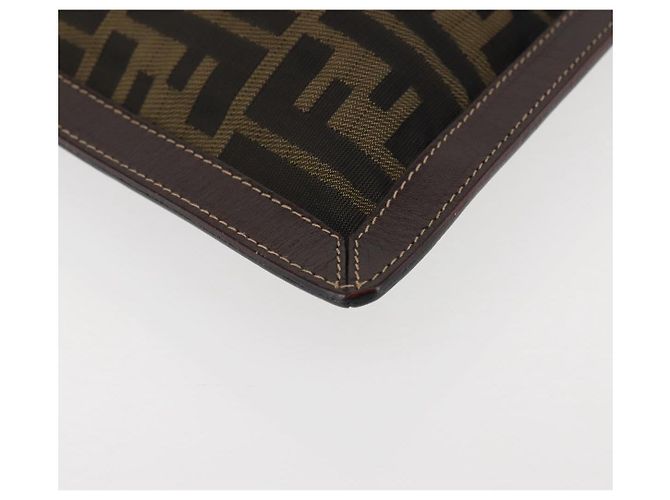 Bolso de mano de lona Zucca FENDI negro marrón oro Auth bs29397 Castaño Dorado - vista 7